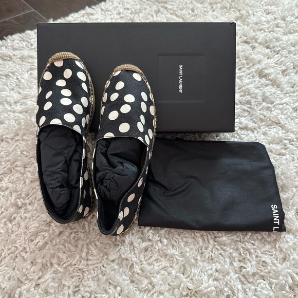 NEW IN BOX Authentic Yves Saint Laurent Embroidered Polka Dot Espadrilles - Picture 7 of 11